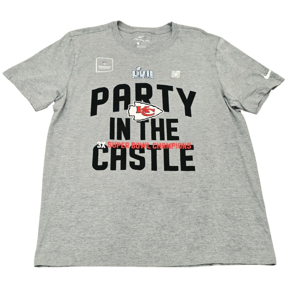 Nike Kansas City Chiefs Super Bowl LVII Party In The Castle Shirt Mens L New